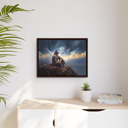 Jesus with The Stars, Canvas Print Art Framed, Jesus Christ Handmade Artwork, Deep Meditative Christian Gift