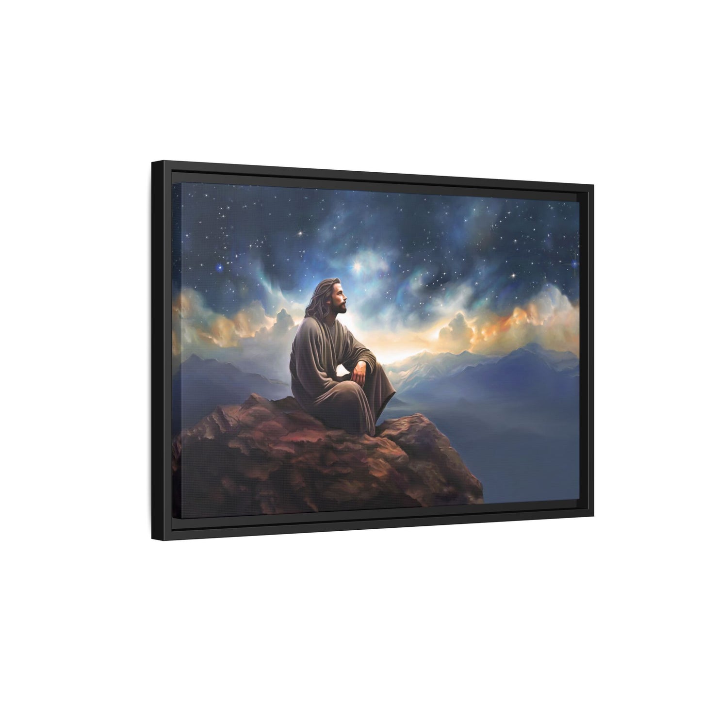 Jesus With The Stars, Framed Fine Art Canvas Print of Handmade Art, many sizes, Christian Art, Christian Gifts