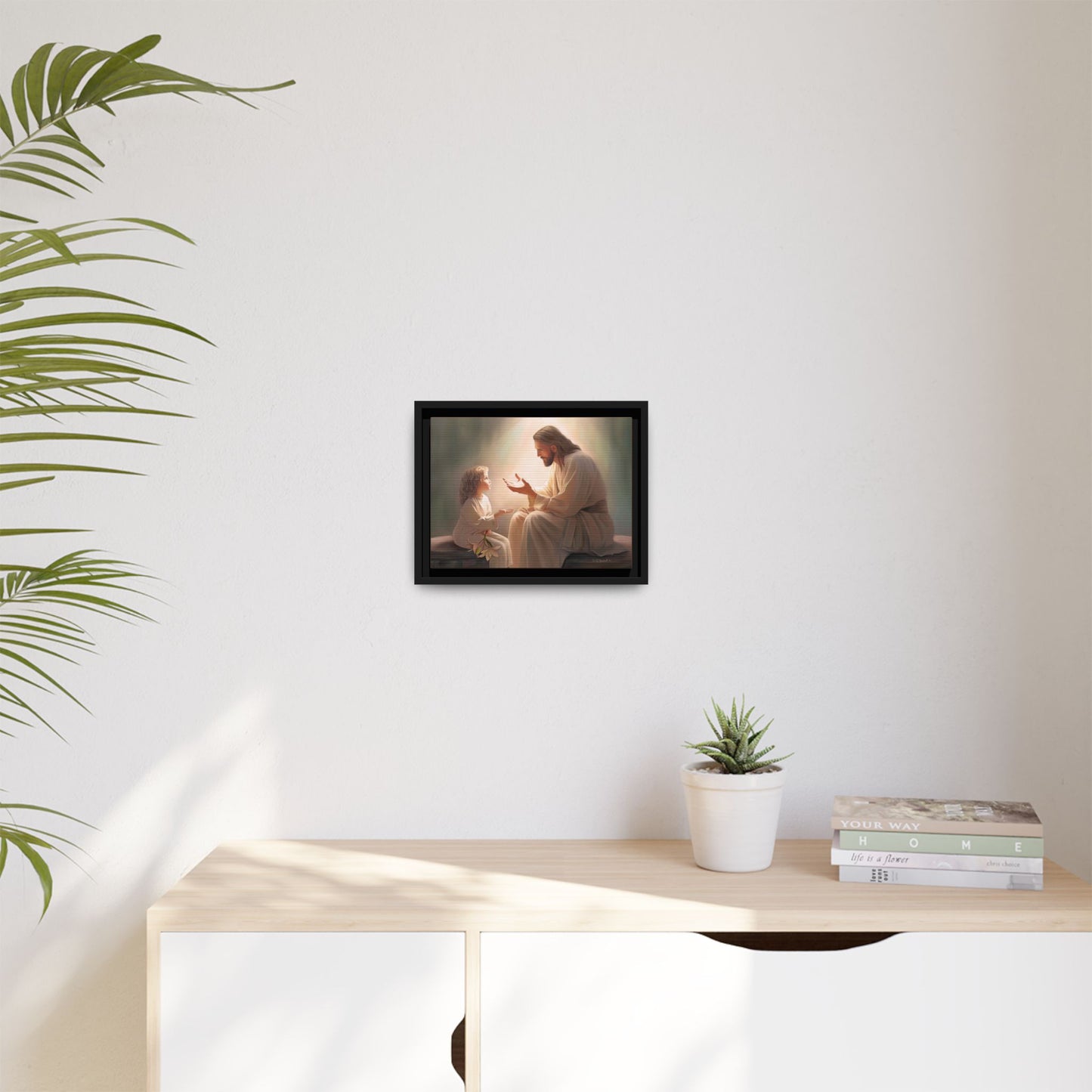 We are His Children, Fine Art Framed Canvas Print, Picture of Jesus, Jesus with a Child, Christian Gift, Christian Art, Jesus Christ Art with Child