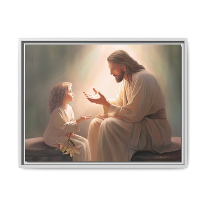 You Are The Light Fine Art Canvas Print, Framed, Picture of Jesus, Christian Gift, Christian Art, Jesus Christ Art with Child, Framed
