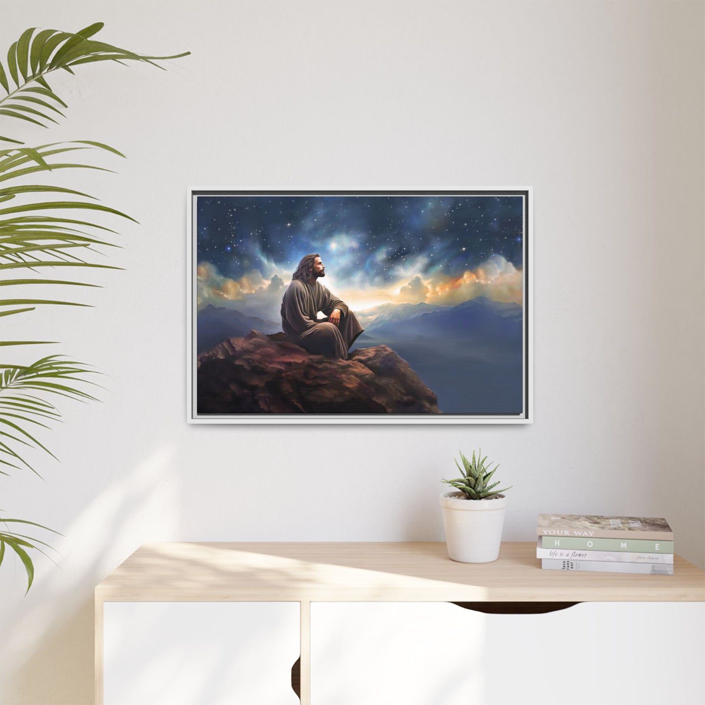 Jesus With The Stars, Framed Fine Art Canvas Print of Handmade Art, many sizes, Christian Art, Christian Gifts