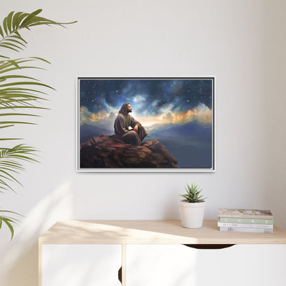 Jesus With The Stars, Framed Fine Art Canvas Print of Handmade Art, many sizes, Christian Art, Christian Gifts
