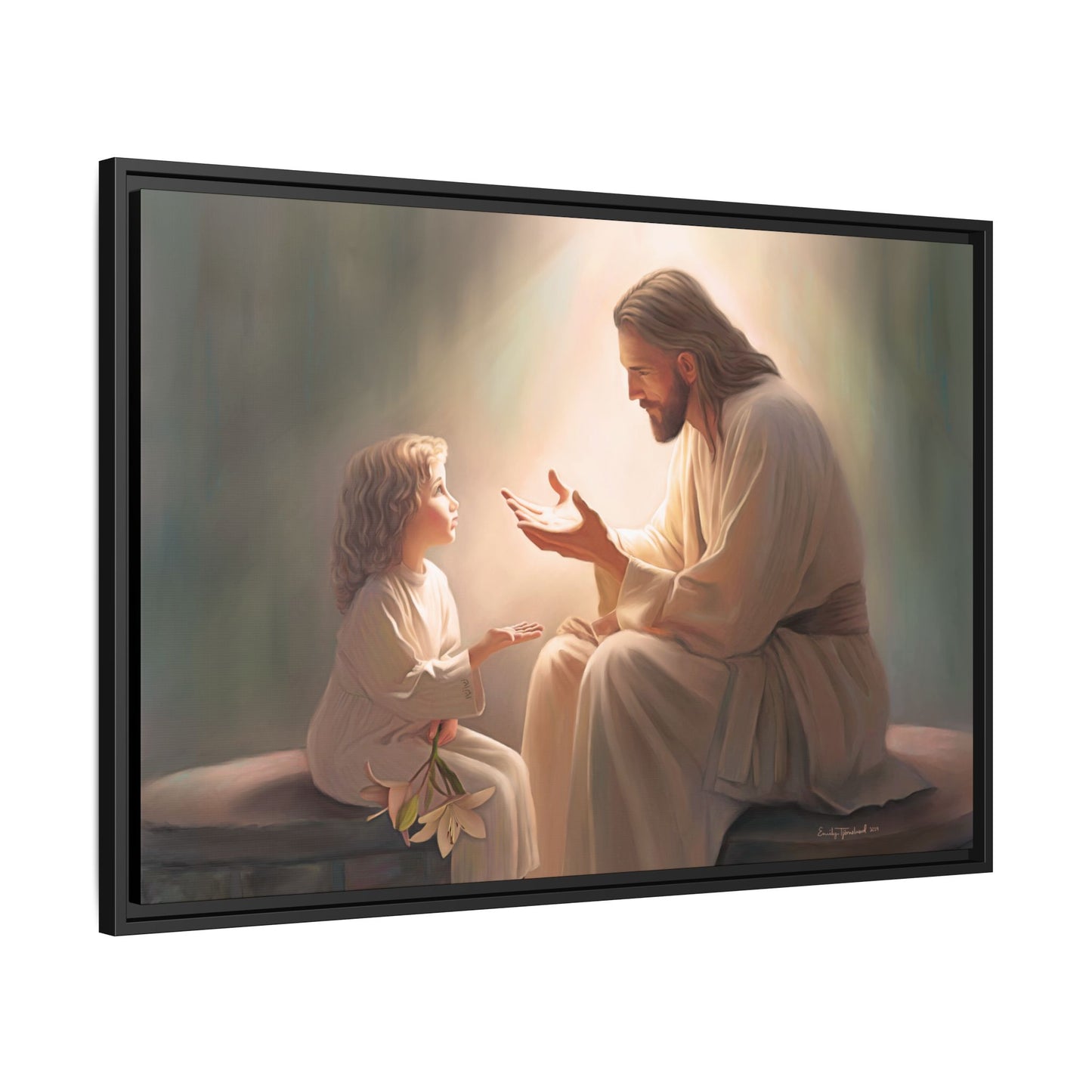 You Are The Light Fine Art Canvas Print, Framed, Picture of Jesus, Christian Gift, Christian Art, Jesus Christ Art with Child, Framed