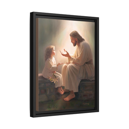 We are His Children, Fine Art Framed Canvas Print, Picture of Jesus, Jesus with a Child, Christian Gift, Christian Art, Jesus Christ Art with Child
