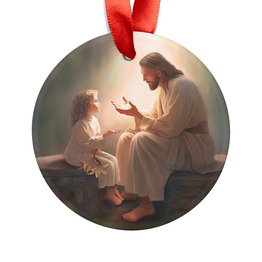 Acrylic Jesus Ornament with Ribbon, Christmas Ornament