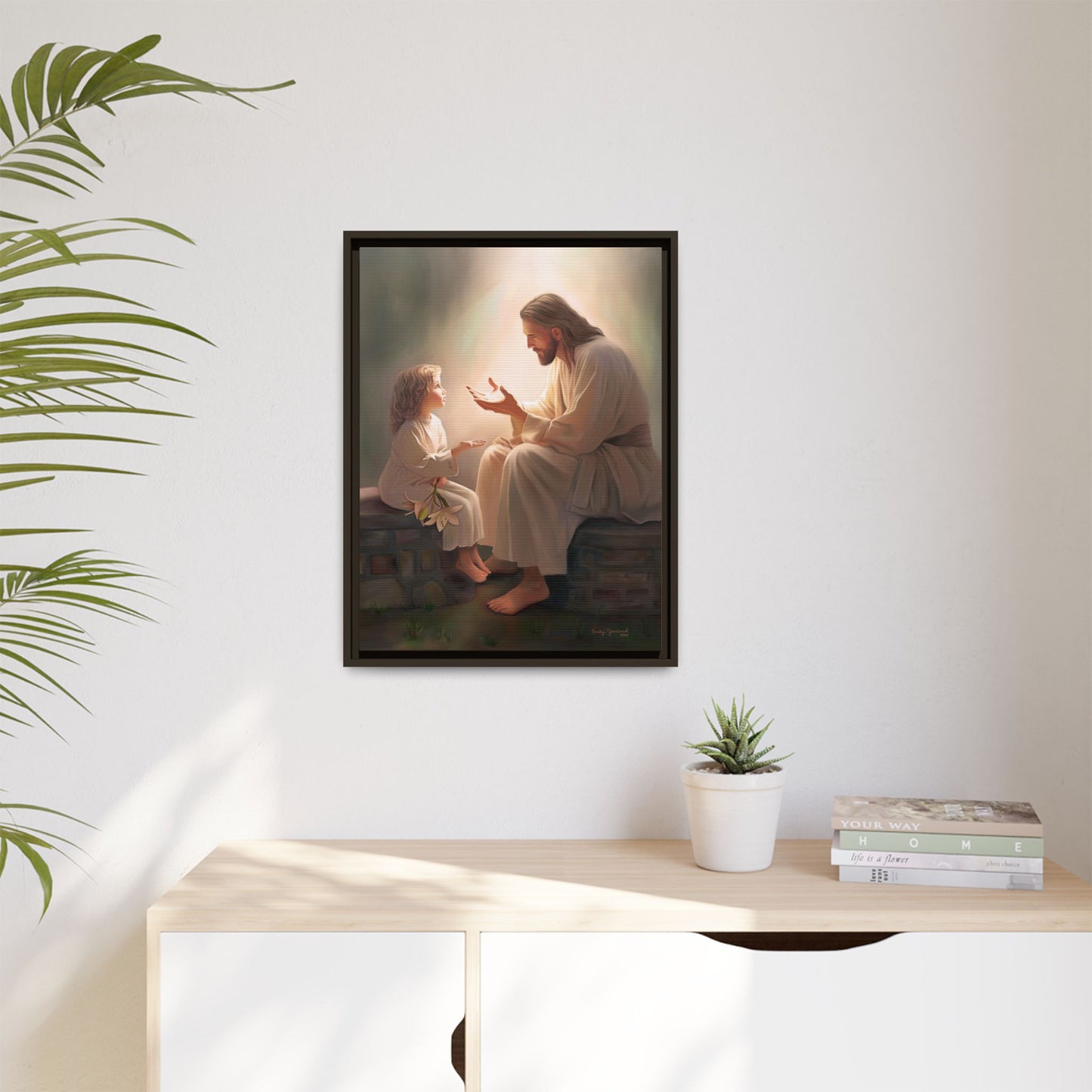 We are His Children, Fine Art Framed Canvas Print, Picture of Jesus, Jesus with a Child, Christian Gift, Christian Art, Jesus Christ Art with Child