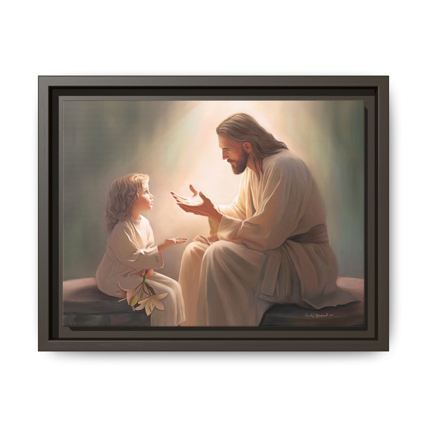 We are His Children, Fine Art Framed Canvas Print, Picture of Jesus, Jesus with a Child, Christian Gift, Christian Art, Jesus Christ Art with Child