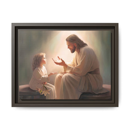 We are His Children, Fine Art Framed Canvas Print, Picture of Jesus, Jesus with a Child, Christian Gift, Christian Art, Jesus Christ Art with Child