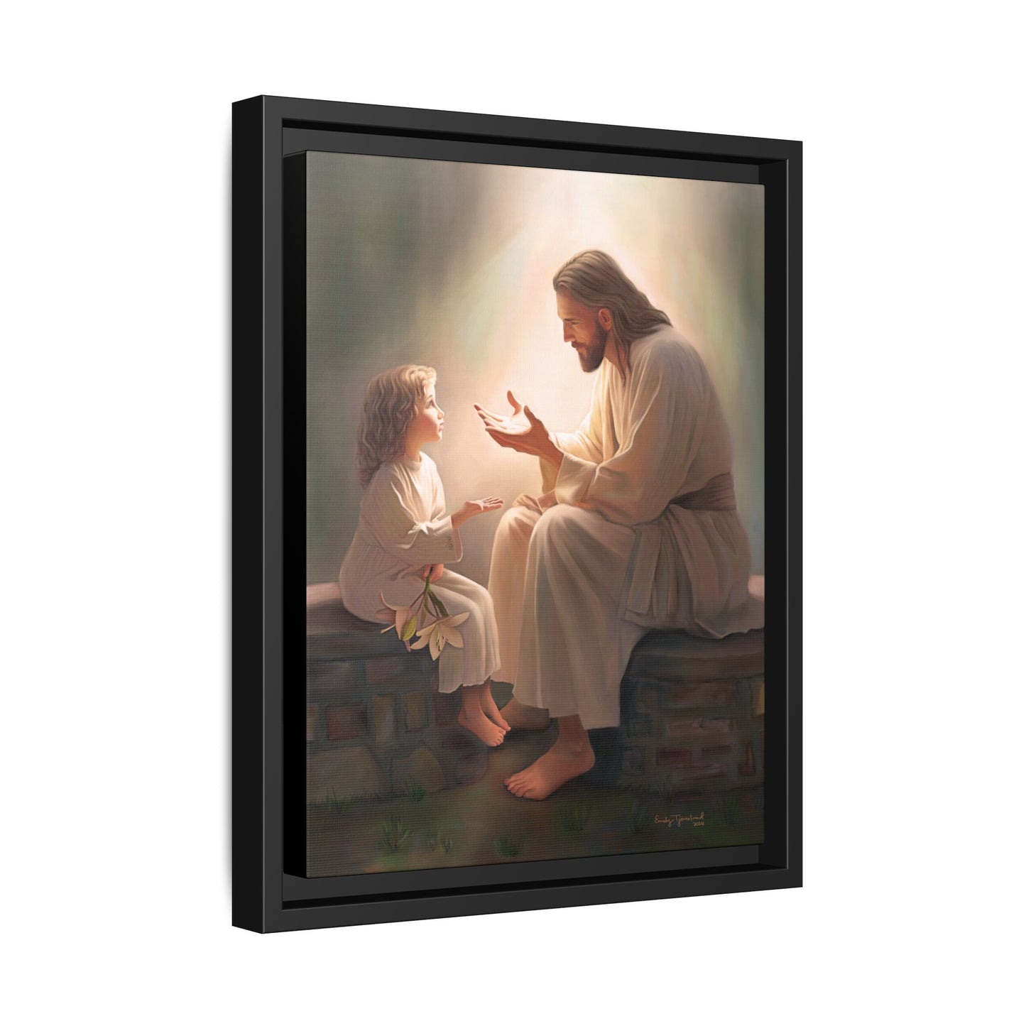 You Are The Light Fine Art Canvas Print, Framed, Picture of Jesus, Christian Gift, Christian Art, Jesus Christ Art with Child, Framed